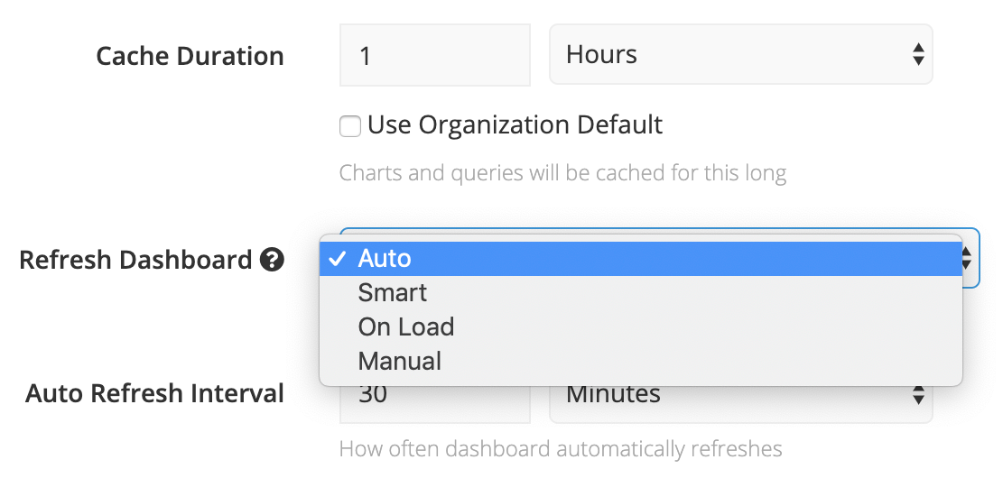 Cache Refresh Settings